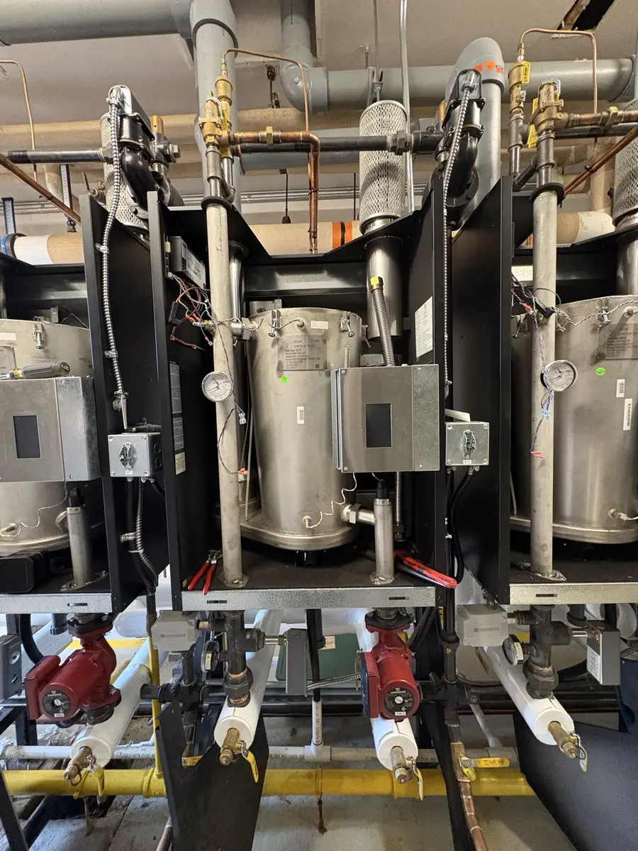 Bank of IBC boilers at an anonymous Maple Ridge commercial strata property